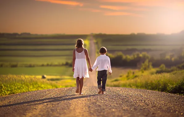 Picture road, the way, boy, space, girl