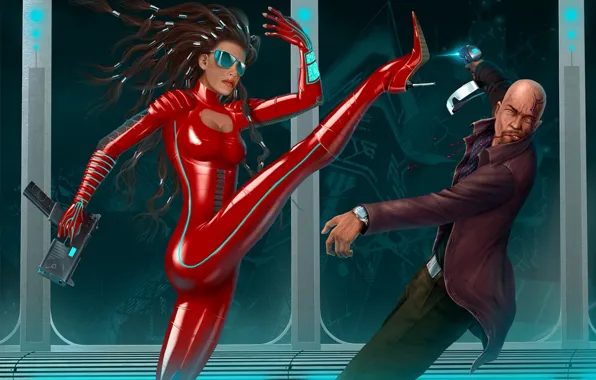 Red, blow, latex, Fight