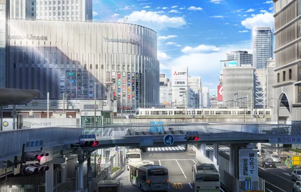 Machine, the city, building, train, bus