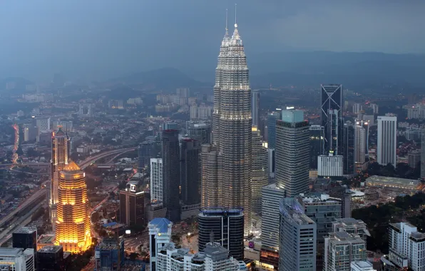 The city, fog, mediocrity, building, Malaysia, Kuala Lumpur