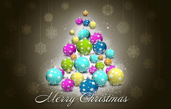 Decoration, snowflakes, holiday, balls, tree, new year, merry christmas