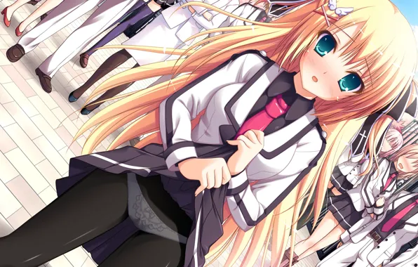 Picture girl, sexy, lingerie, school uniform, panties, long hair, anime, beautiful