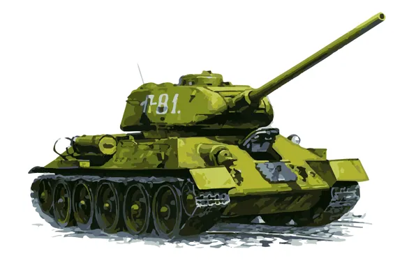 Figure, White background, USSR, Art, Tank, Tank, Medium tank, T-34-85