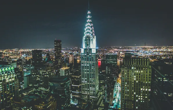 Picture USA, skyline, night, Manhattan, NYC, New York City, skyscraper, skyscrapers