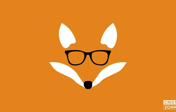 Fox, fox, minimalism, design, awesome, orange, glasses, cool