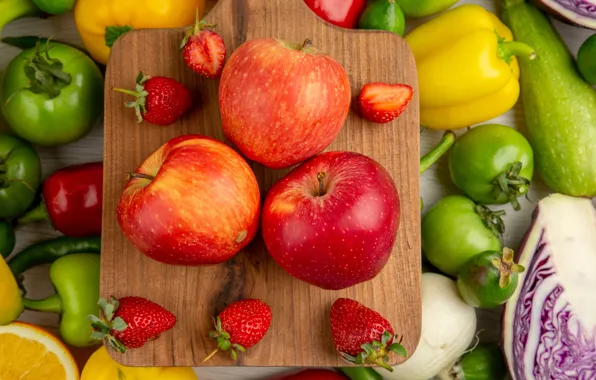 Berries, apples, strawberry, pepper