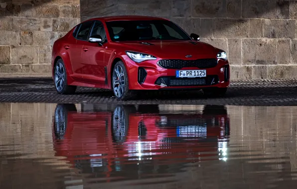 Picture red, reflection, KIA, Kia, the five-door, Stinger, Stinger GT, fastback