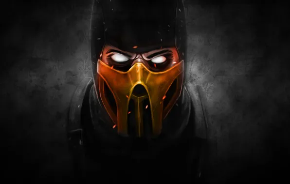 The dark background, mask, Scorpio, ninja, scorpion, mortal kombat