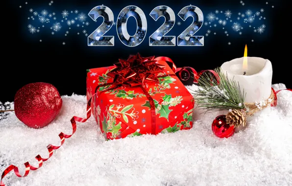Picture snow, holiday, new year, candle, bump, Happy New Year, serpentine, snow