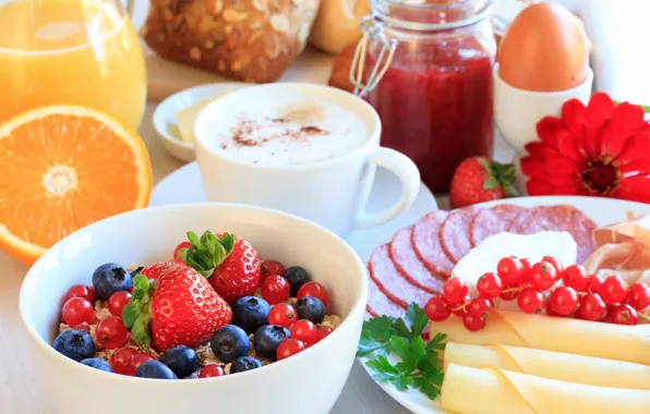 Berries, Breakfast, cereal, cuts, meats