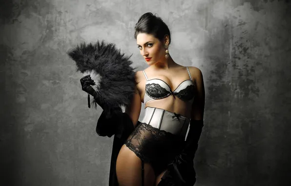 Look, girl, linen, brunette, fan, lower