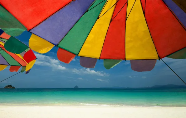 Picture sea, beach, summer, the sky, the sun, light, nature, umbrella