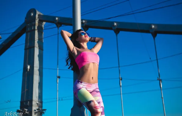 Summer, the sky, mood, tummy, Girl, post, glasses, Girl