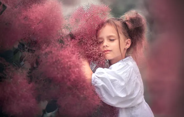 Picture nature, plants, girl, child, The goat of Martha