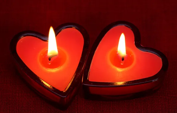 Picture fire, candles, heart, hearts
