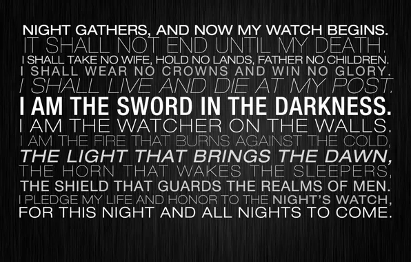 Light, sword, night, walls, live, come, death, guards