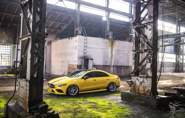 Mercedes, Yellow, Side, 4matic, Mercedes - Benz, CLA, Hangar, Black Line