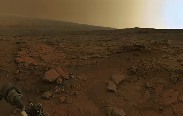 Picture Mars, the Rover, dawn on Mars