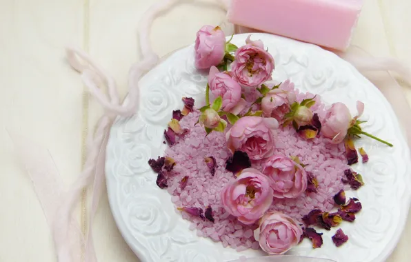 Flowers, Spa, sea salt
