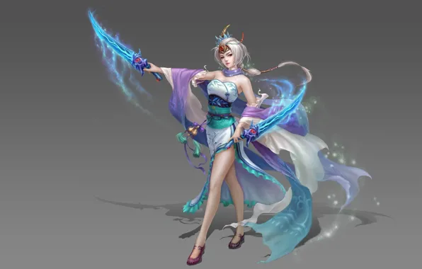 Picture girl, the game, sword, anime, warrior, art, characters, skill