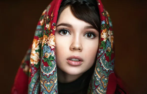 Picture portrait, brown-eyed, Ekaterina Ermakova, Katya Ermakova