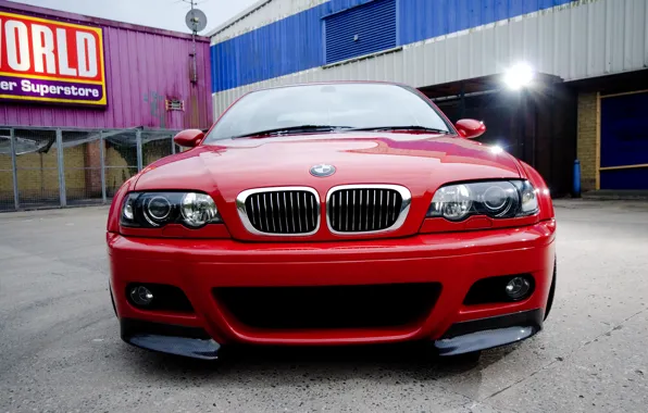 Red, bmw, BMW, red, spotlight, the front, e46, back yard