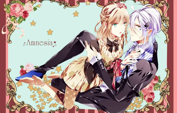 Girl, anime, art, pair, guy, Amnesia, AMNESIA