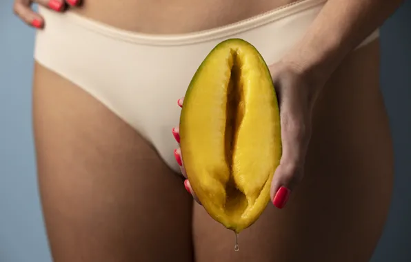 Erotic, girl, pose, feet, body, hand, hands, fruit