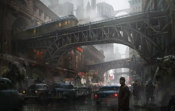 Auto, The city, Robot, People, Street, People, Machine, Building