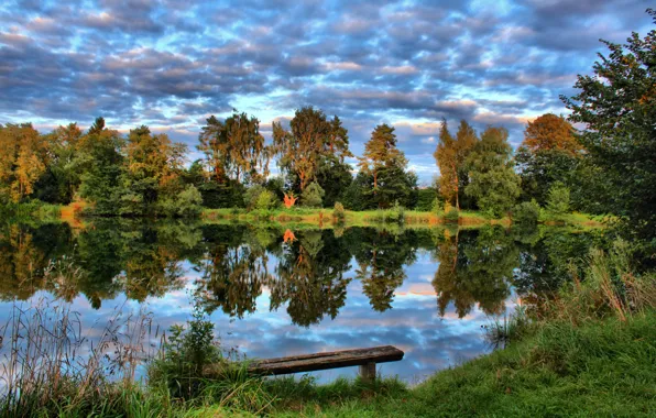 Picture the sky, grass, trees, nature, lake, photo, Germany, Laupheim