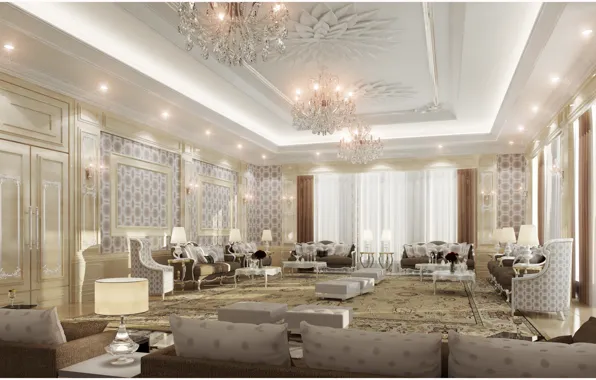 Design, style, room, Villa, interior, living room, Dom-castle