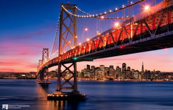 The sky, sunset, bridge, the city, San Francisco, photographer, Kenji Yamamura