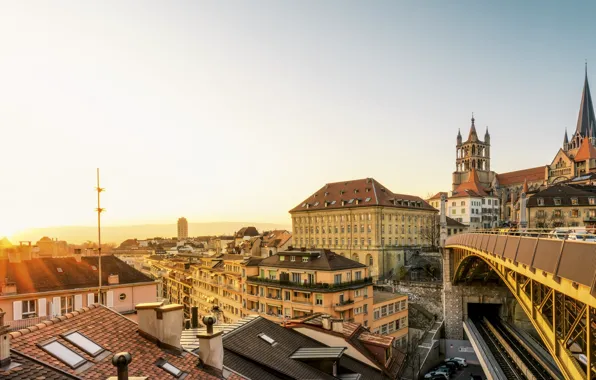 The sun, home, Switzerland, Cathedral, Lausanne
