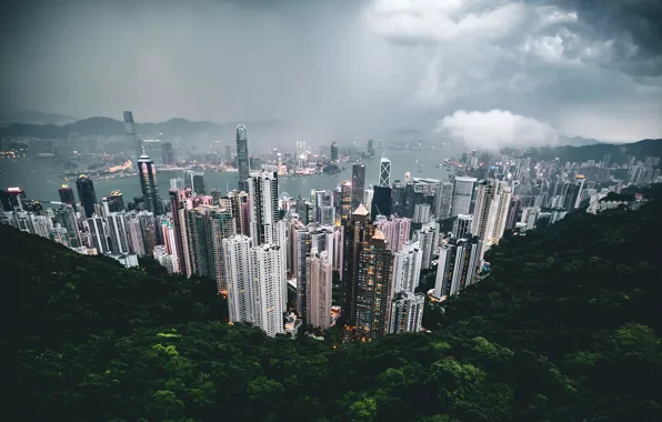 Picture the sky, clouds, the city, China, Hong Kong