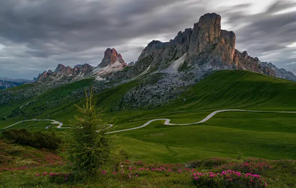 Road, mountains, Italy, The Dolomites