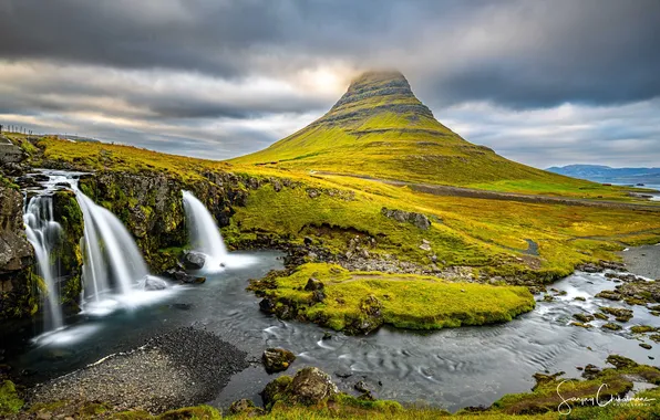 Picture grass, river, sky, photography, landscape, nature, water, mountains