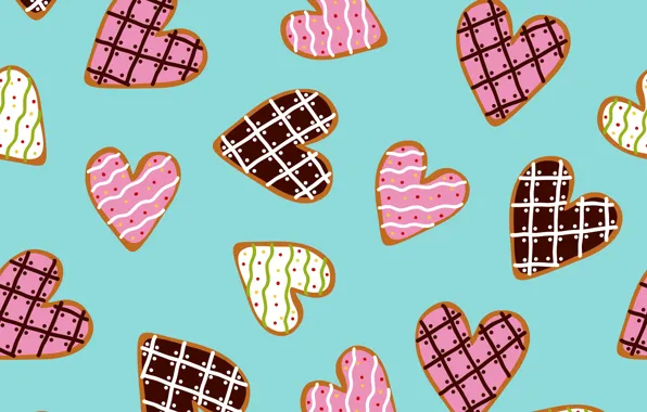 Picture background, vector, cookies, hearts