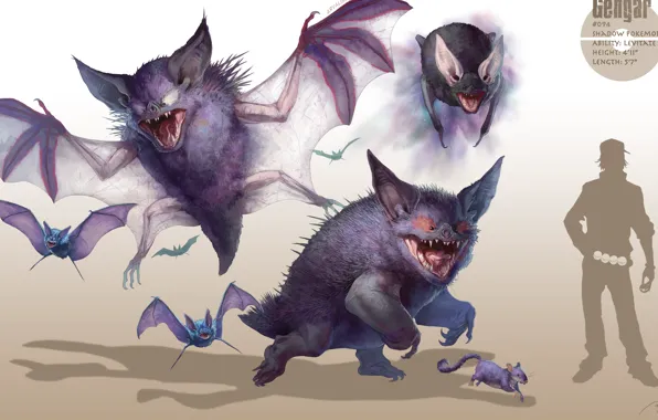 Picture art, bats, pokemon, pokemon