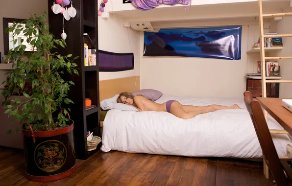 Ass, girl, room, bed, lies, legs, cute, Blondie