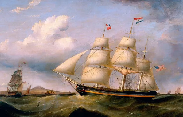 Sea, wave, sailboat, picture