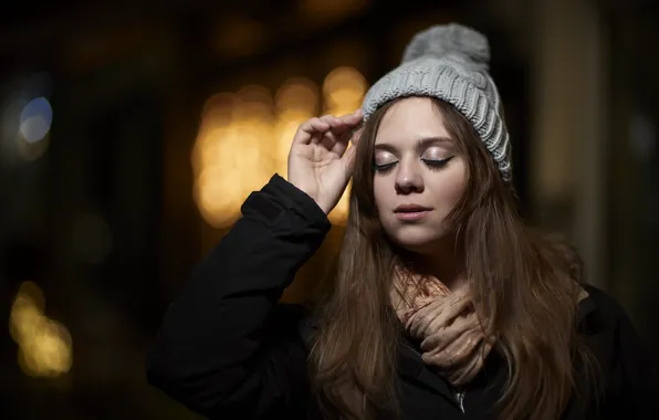 Girl, hair, scarf, cap