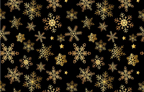 Snowflakes, background, gold, Christmas, New year, golden, christmas, winter