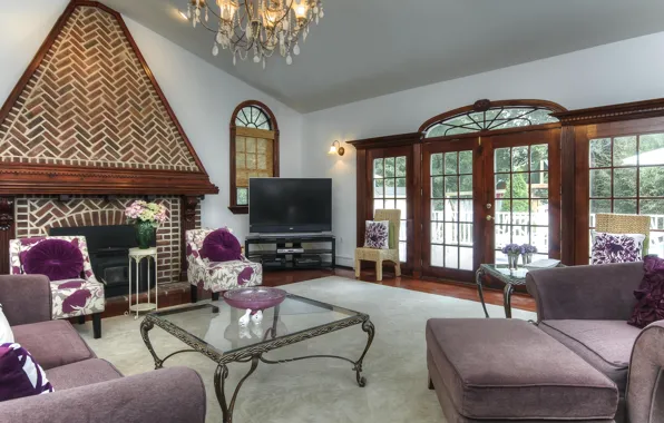 Design, sofa, window, fireplace, table, living room, plasma