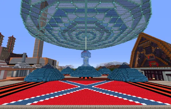 The sky, the city, house, tower, area, Minecraft