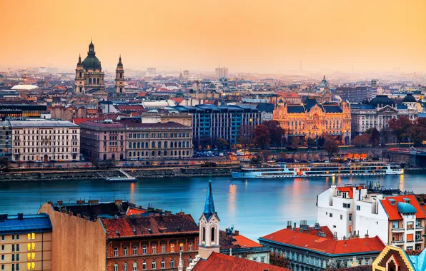 The city, river, building, home, capital, Hungary, Budapest, St. Stephen's Basilica