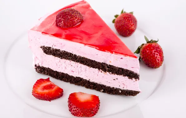 Berries, strawberry, plate, cake, cake, dessert, sweet
