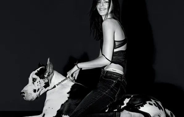 Picture smile, dog, photoshoot, Kendall Jenner, Kendall Jenner, 2015