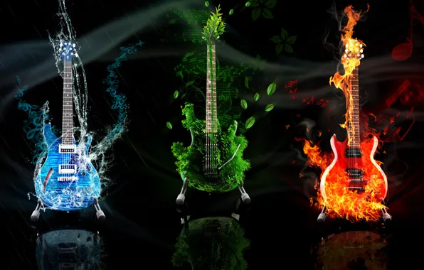 Picture water, lights, earth, element, guitar