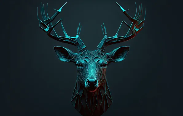 Picture minimalism, head, deer, AI art