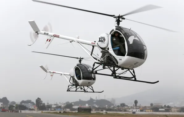 Picture Flight, USA, Two, Helicopters, Light general purpose helicopter, Light utility helicopter, Swiss 300C, Swiss Aircraft